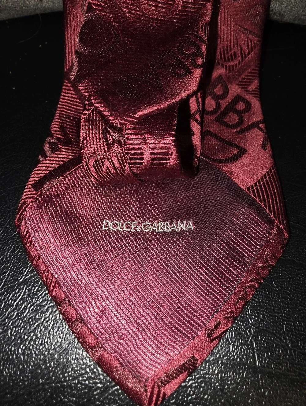 Dolce & Gabbana Wine Red Logo Jacquard Tie